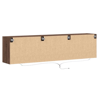 TV-Wandschrank mit LED Braun Eichen-Optik 180x31x45 cm