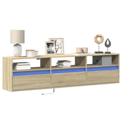 TV-Wandschrank mit LED Sonoma-Eiche 180x31x45 cm