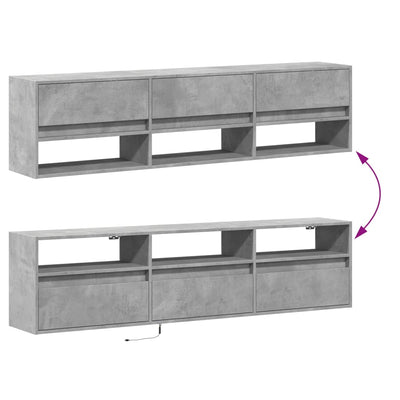 TV-Wandschrank mit LED Betongrau 180x31x45 cm