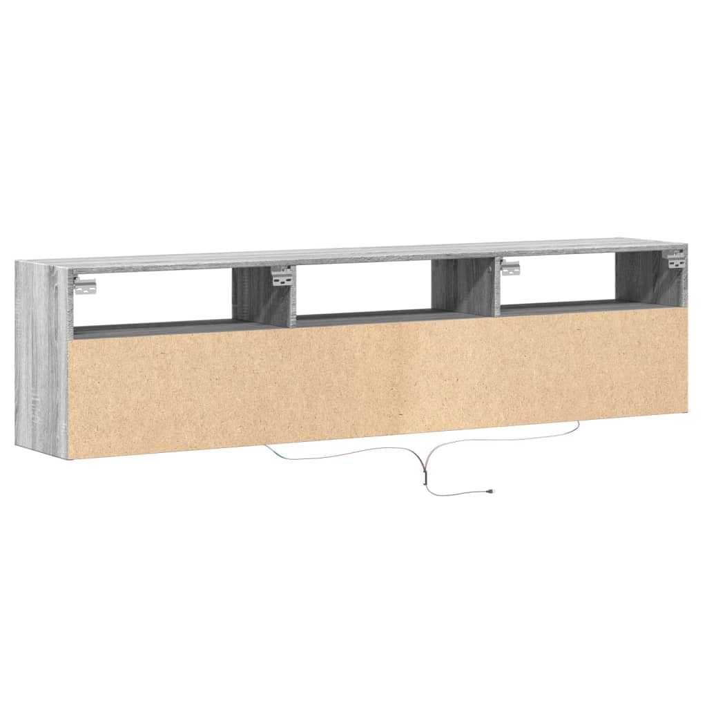 TV-Wandschrank mit LED Grau Sonoma 180x31x45 cm