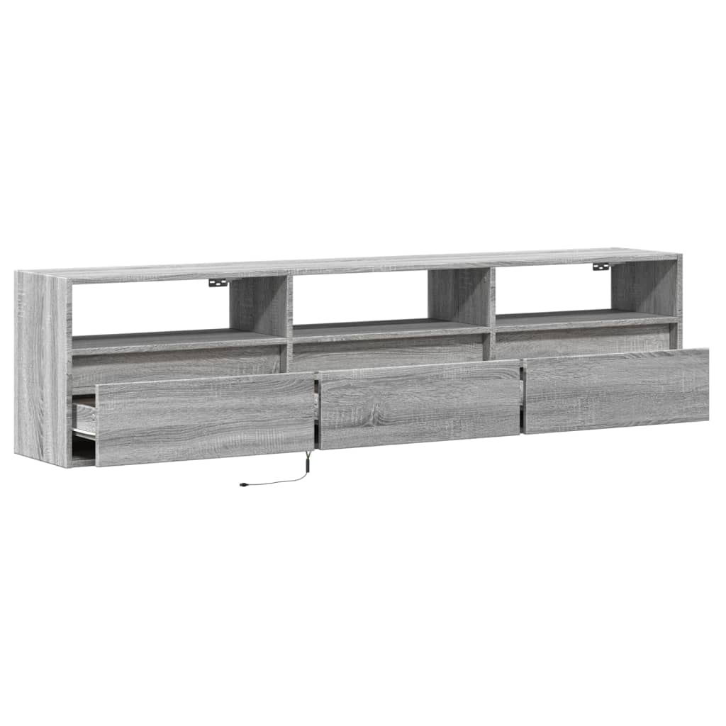 TV-Wandschrank mit LED Grau Sonoma 180x31x45 cm