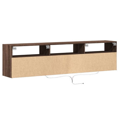 TV-Wandschrank mit LED Braun Eichen-Optik 180x31x45 cm