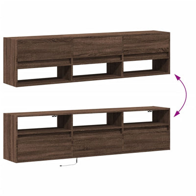 TV-Wandschrank mit LED Braun Eichen-Optik 180x31x45 cm