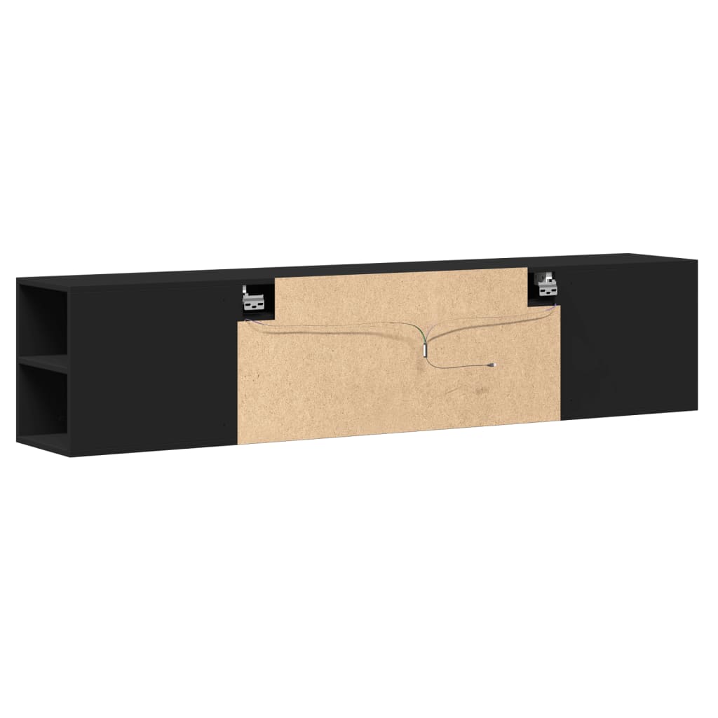 TV-Wandschrank mit LED-Beleuchtung Schwarz 180x31x39,5 cm