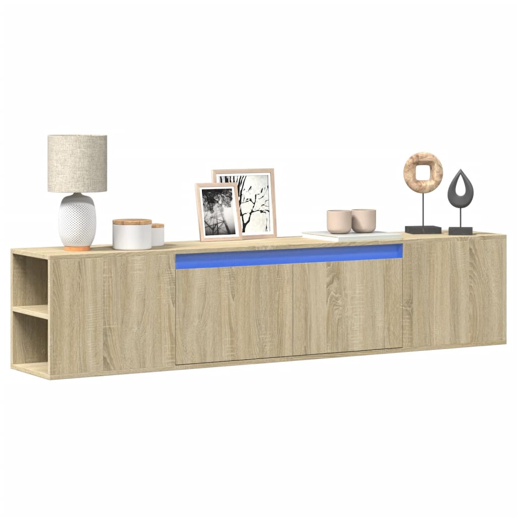 TV-Wandschrank mit LED-Beleuchtung Sonoma-Eiche 180x31x39,5 cm