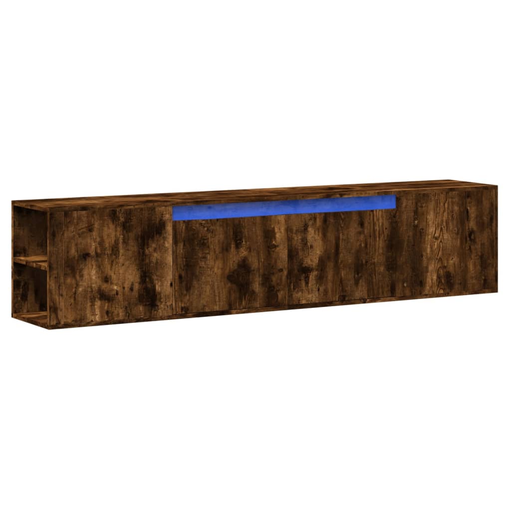 TV-Wandschrank mit LED-Beleuchtung Räuchereiche 180x31x39,5 cm