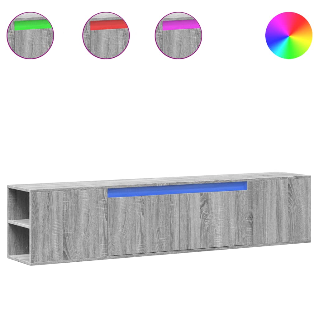 TV-Wandschrank mit LED-Beleuchtung Grau Sonoma 180x31x39,5 cm