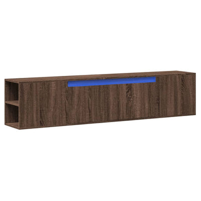 TV-Wandschrank mit LED-Beleuchtung Braun Eiche 180x31x39,5 cm