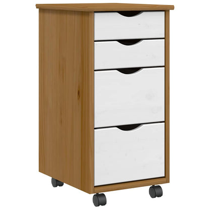 Rollschrank mit Schubladen MOSS Honigbraun Massivholz Kiefer