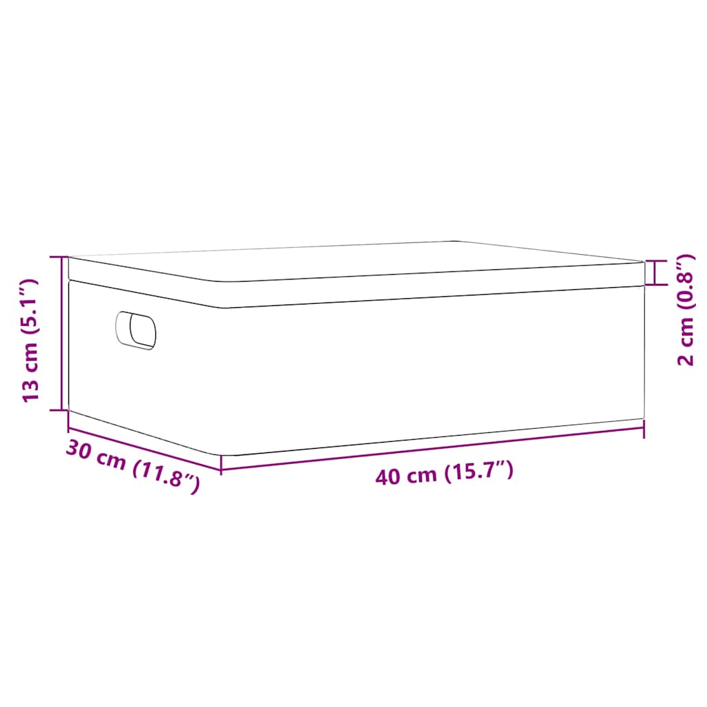 Holzkiste mit Deckel und Griffen Schwarz 40x30x13 cm Massivholz