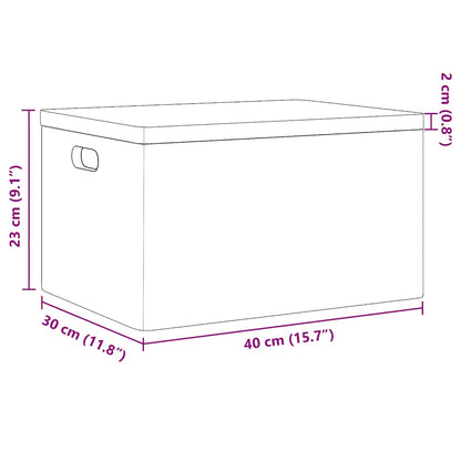 Holzkiste mit Deckel und Griffen Schwarz 40x30x23 cm Massivholz