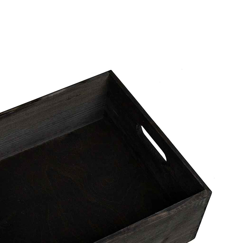 Holzkiste mit Griffen Schwarz 40x30x13 cm Massivholz Kiefer