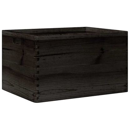 Holzkiste mit Griffen Schwarz 40x30x23 cm Massivholz Kiefer