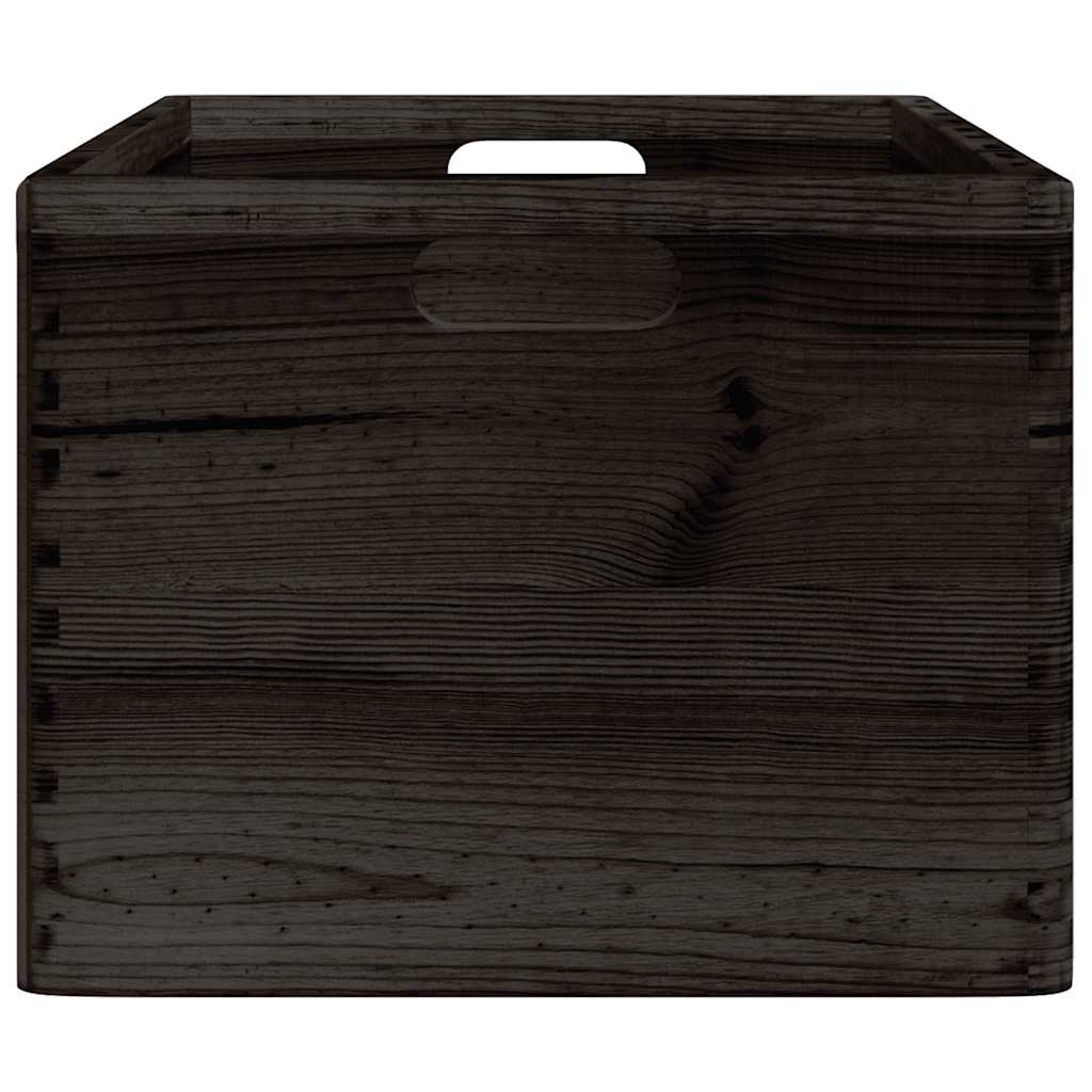 Holzkiste mit Griffen Schwarz 40x30x23 cm Massivholz Kiefer