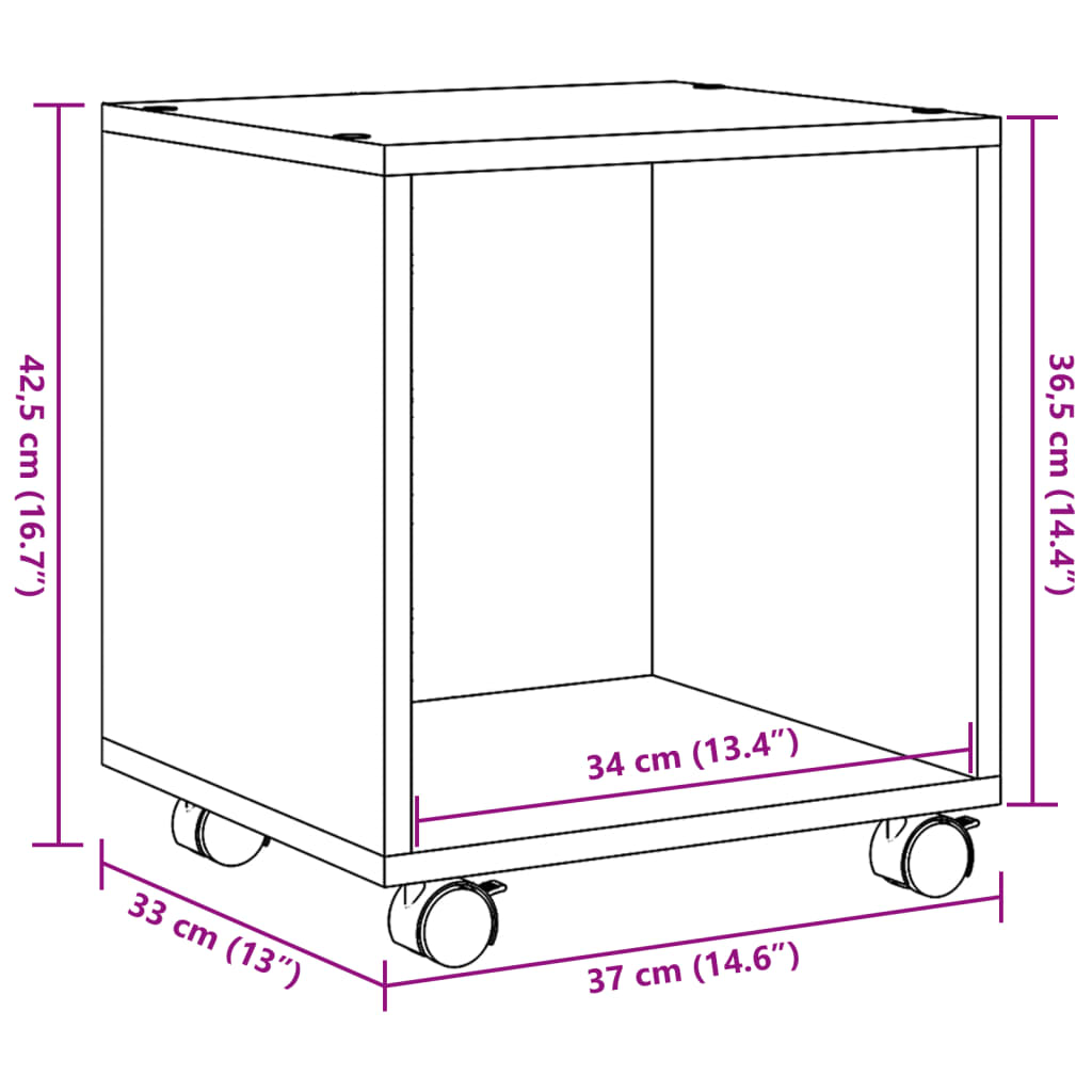 Rollschrank Schwarz 37x33x42,5 cm Holzwerkstoff