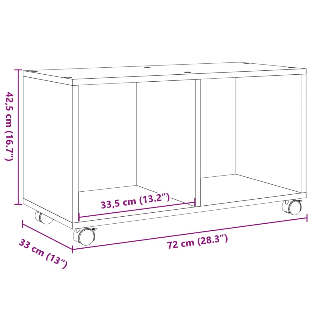 Rollschrank Schwarz 72x33x42,5 cm Holzwerkstoff