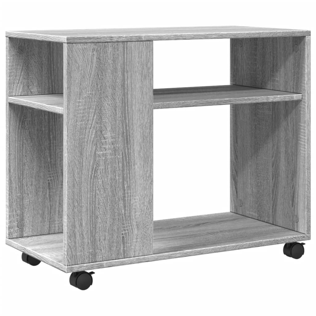 Beistelltisch mit Rollen Grau Sonoma 70x35x60 Holzwerkstoff