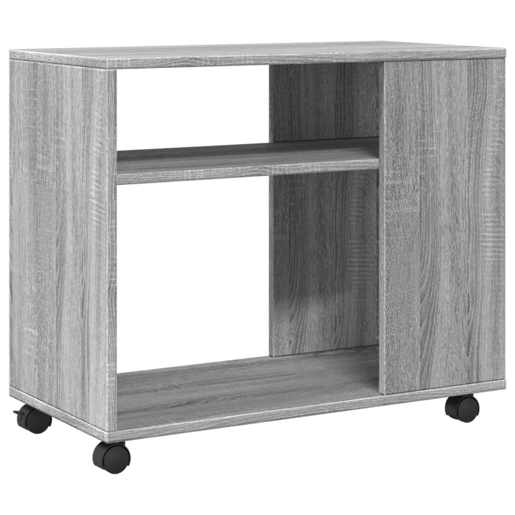 Beistelltisch mit Rollen Grau Sonoma 70x35x60 Holzwerkstoff