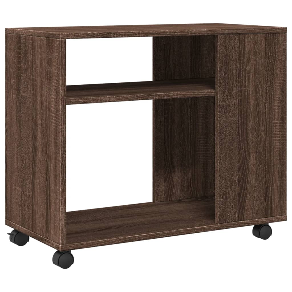 Beistelltisch mit Rollen Braun Eiche 70x35x60 cm Holzwerkstoff