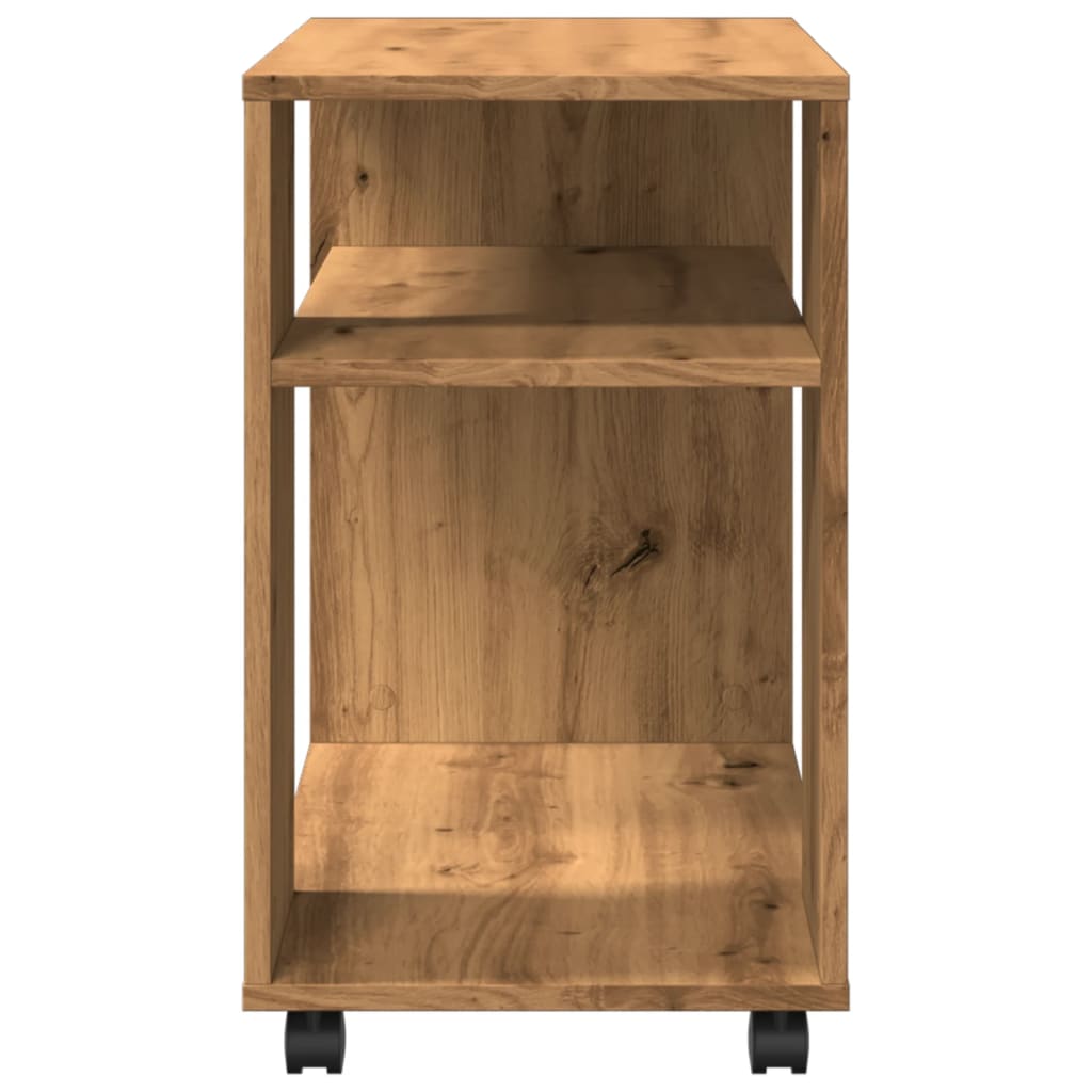 Beistelltisch mit Rollen Artisan-Eiche 70x35x60cm Holzwerkstoff