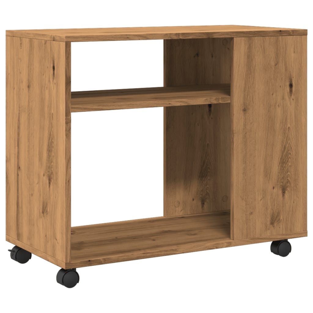 Beistelltisch mit Rollen Artisan-Eiche 70x35x60cm Holzwerkstoff