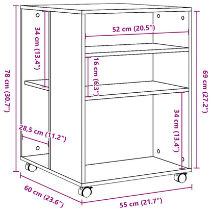 Beistelltisch mit Rollen Betongrau 55x60x78 cm Holzwerkstoff