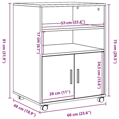 Rollschrank Weiß 60x48x81 cm Holzwerkstoff