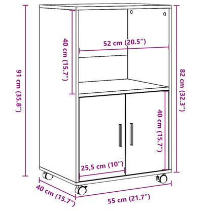 Rollschrank Weiß 55x40x91 cm Holzwerkstoff