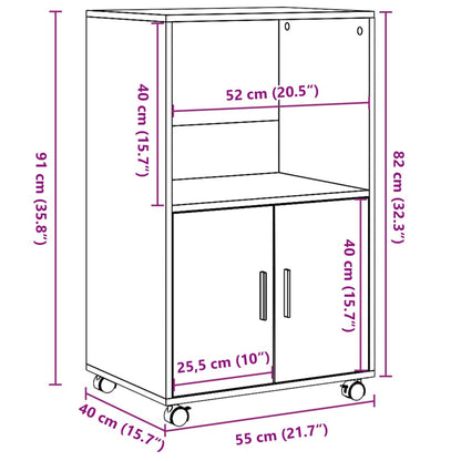 Rollschrank Schwarz 55x40x91 cm Holzwerkstoff