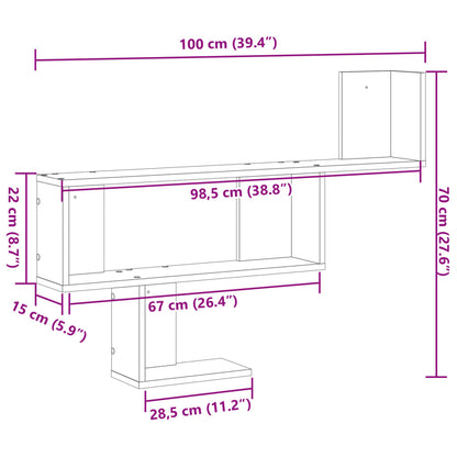 Wandregal Betongrau 100x15x70 cm Holzwerkstoff