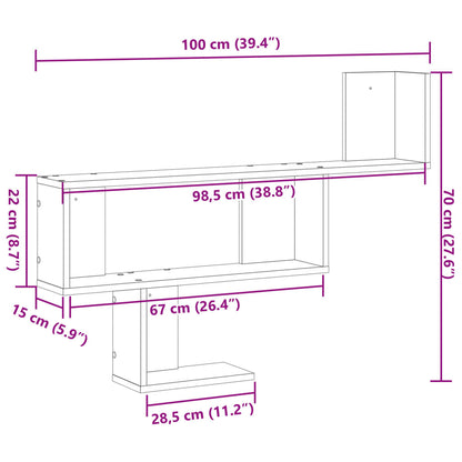 Wandregal Grau Sonoma 100x15x70 cm Holzwerkstoff