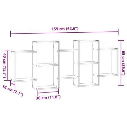 Wandregal Schwarz 159x18x65 cm Holzwerkstoff