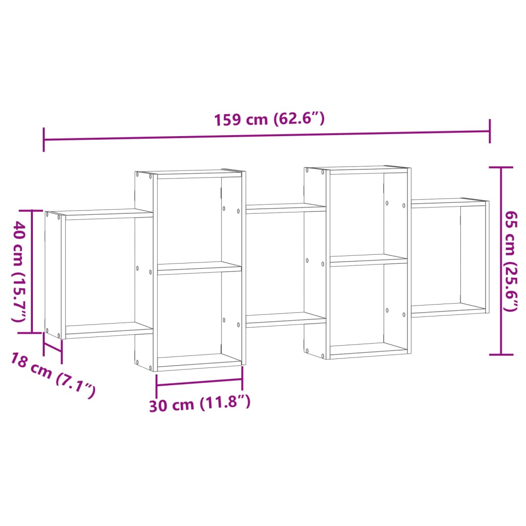 Wandregal Sonoma-Eiche 159x18x65 cm Holzwerkstoff