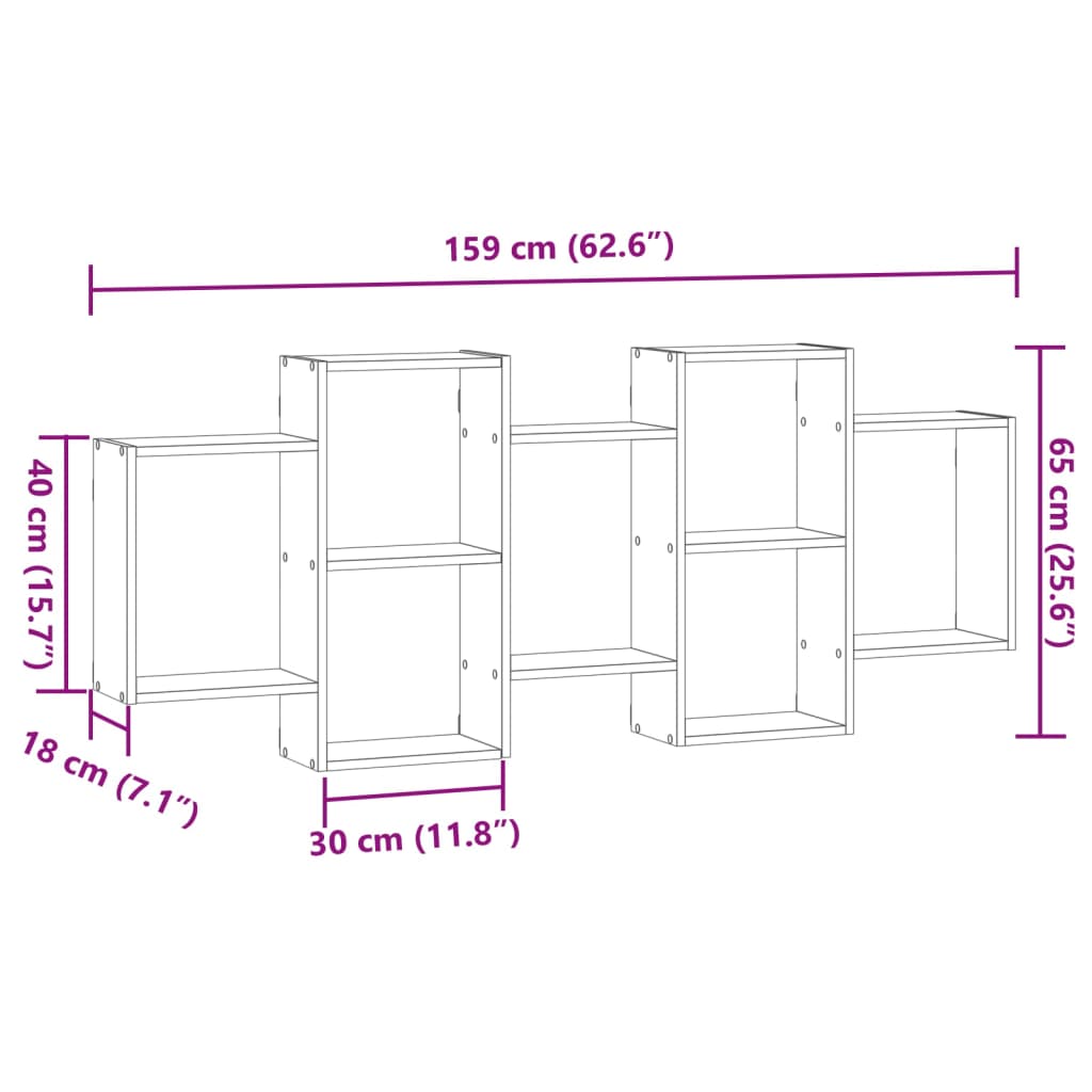 Wandregal Braun Eichen-Optik 159x18x65 cm Holzwerkstoff