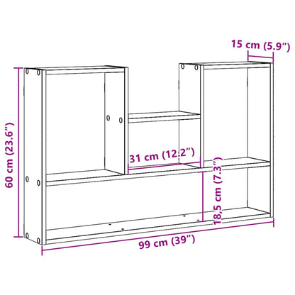 Wandregal Braun Eichen-Optik 99x15x60 cm Holzwerkstoff