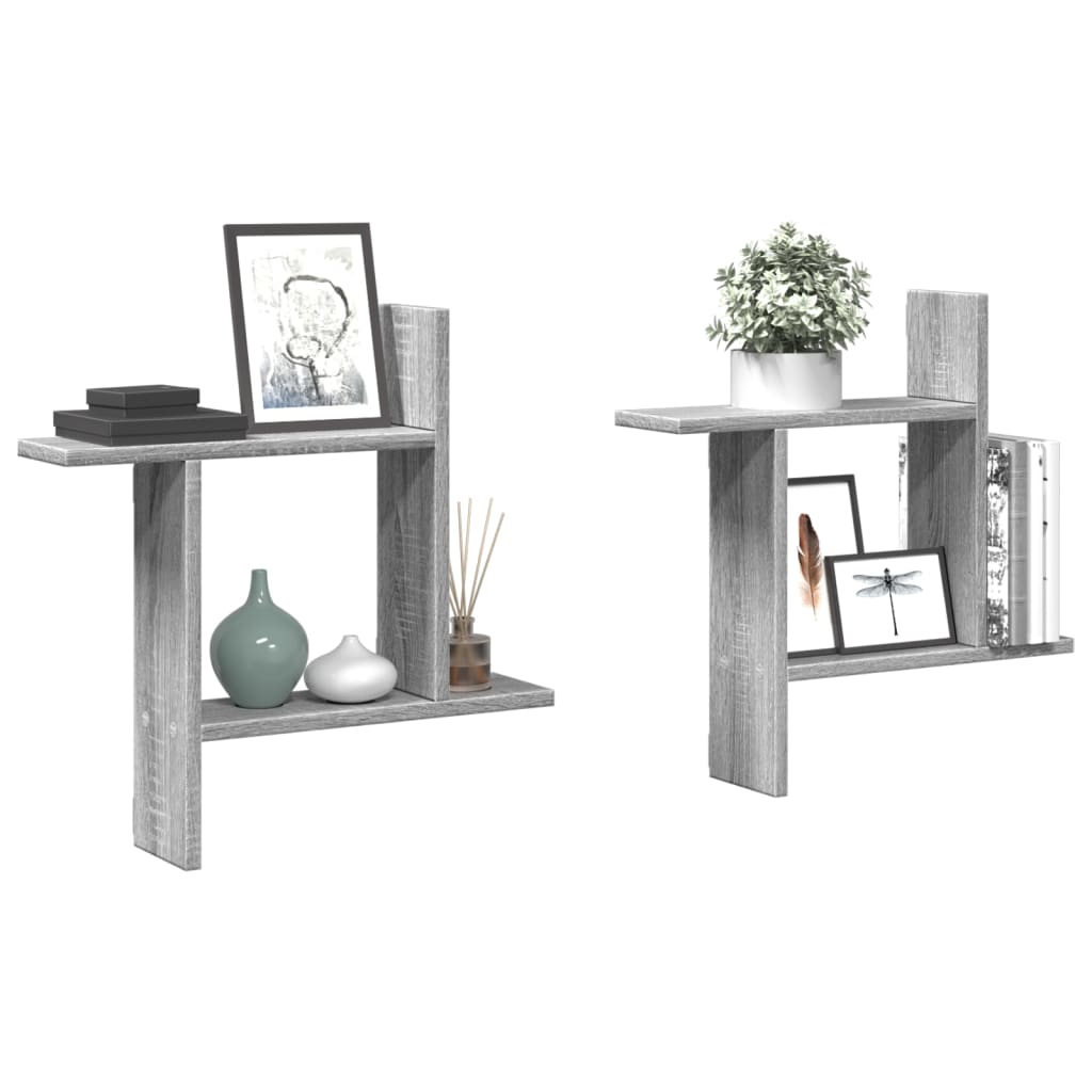 Wandregale 2 Stk. Grau Sonoma 50x12x50 cm Holzwerkstoff