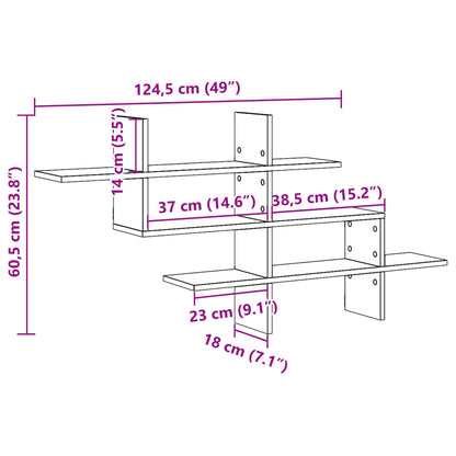 Wandregal Sonoma-Eiche 124,5x18x60,5 cm Holzwerkstoff