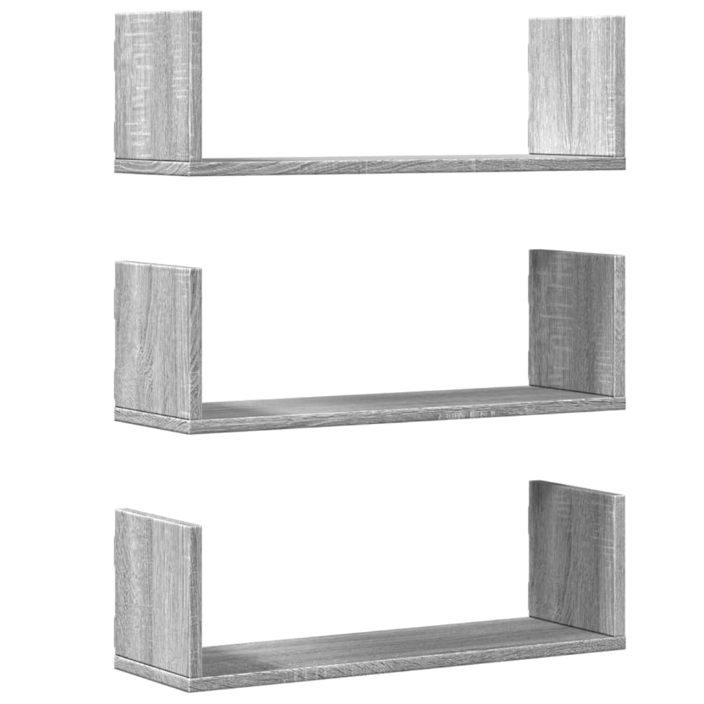 Wandregale 3 Stk. Grau Sonoma 58x18x18 cm Holzwerkstoff