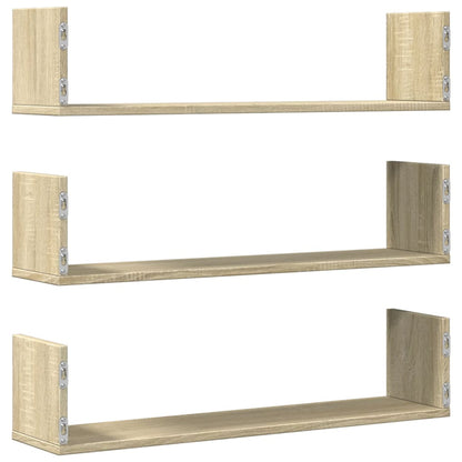 Wandregale 3 Stk. Sonoma-Eiche 80x18x18 cm Holzwerkstoff