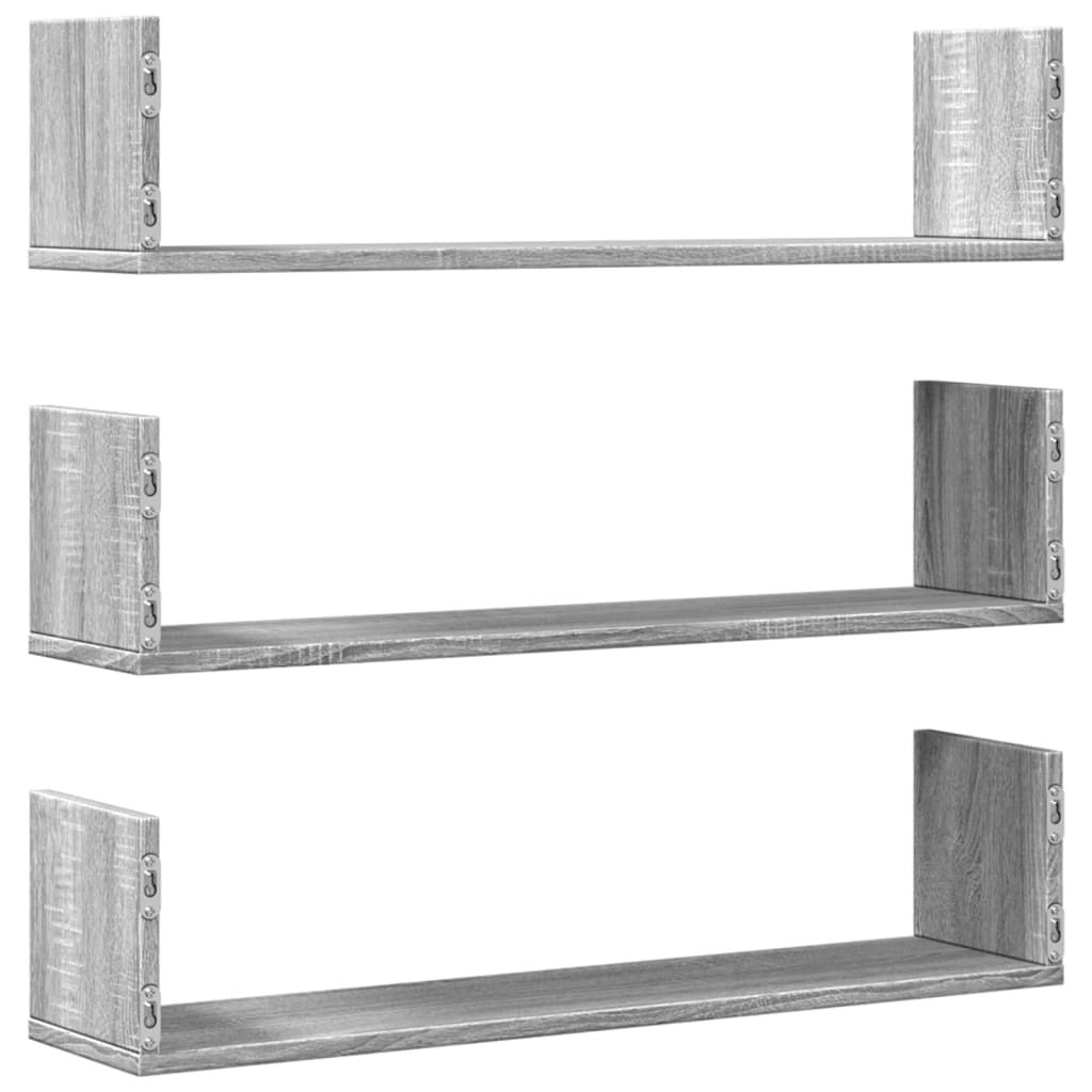 Wandregale 3 Stk. Grau Sonoma 80x18x18 cm Holzwerkstoff