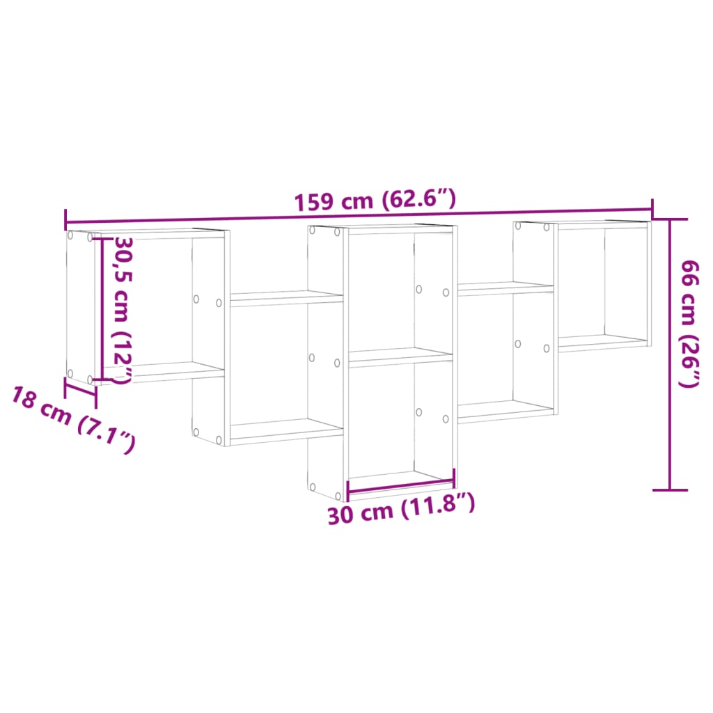 Wandregal Schwarz 159x18x66 cm Holzwerkstoff