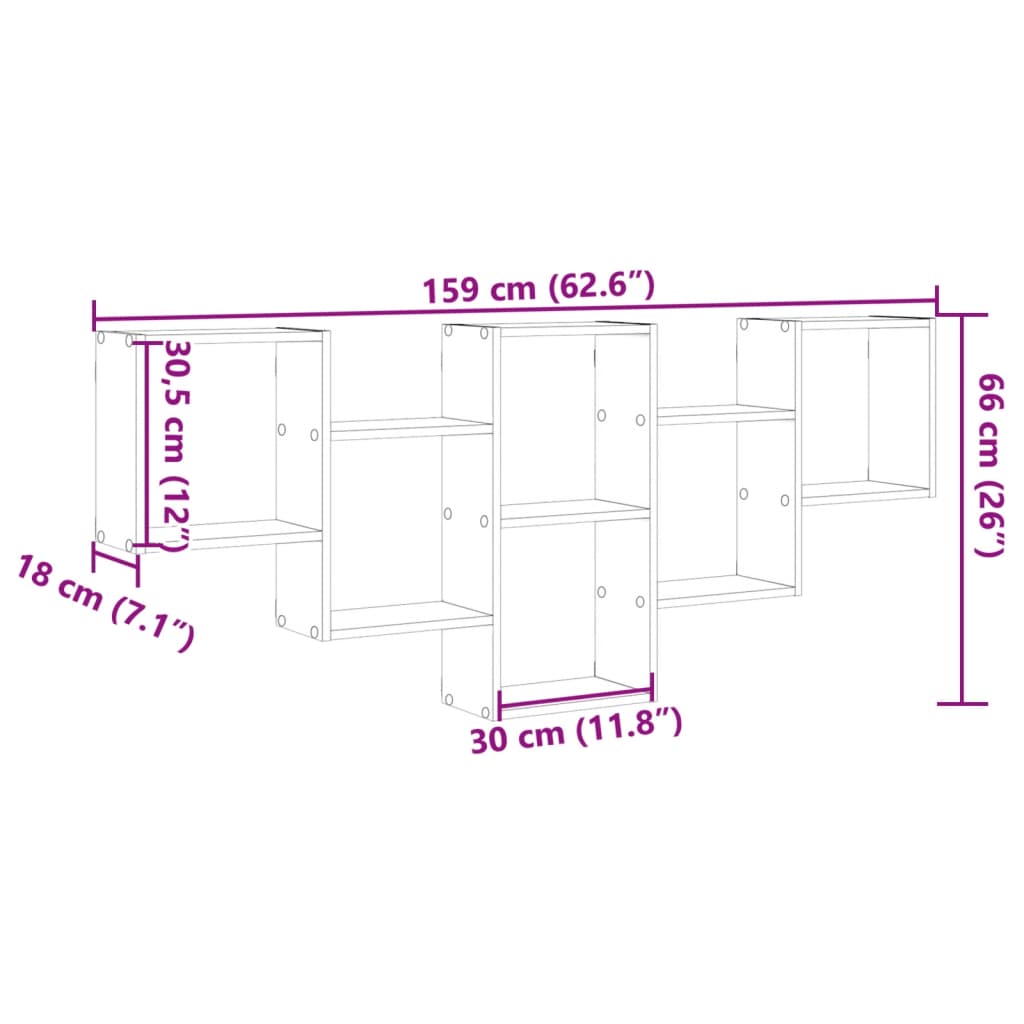 Wandregal Sonoma-Eiche 159x18x66 cm Holzwerkstoff