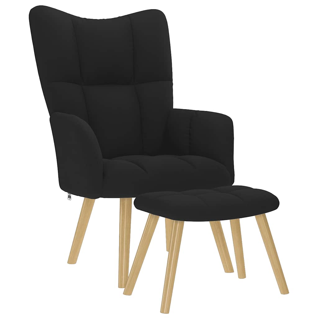 Relaxsessel mit Hocker Schwarz Stoff