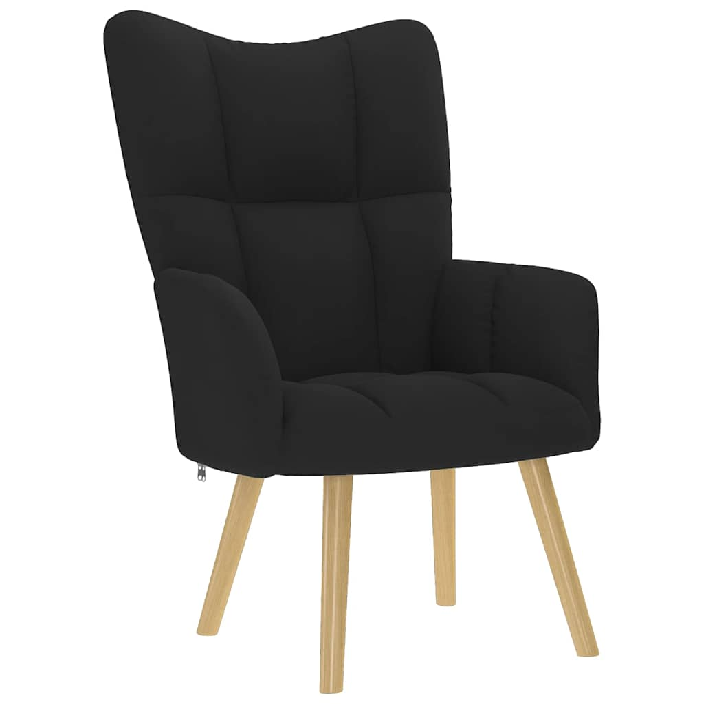 Relaxsessel mit Hocker Schwarz Stoff