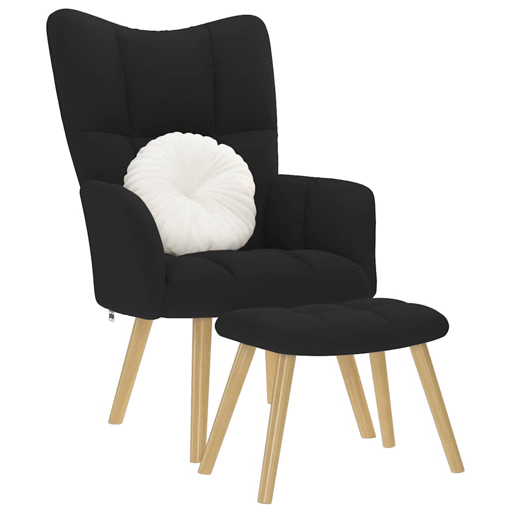 Relaxsessel mit Hocker Schwarz Stoff