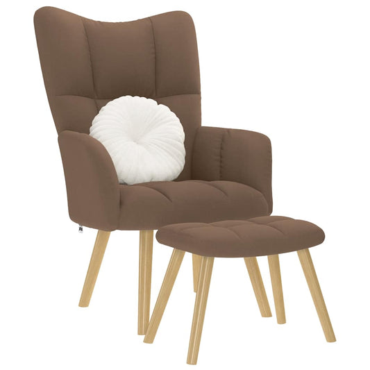 Relaxsessel mit Hocker Braun Stoff