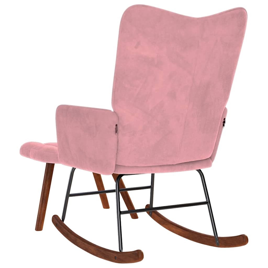 Schaukelstuhl mit Hocker Pink Velvet