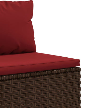 4-tlg. Garten-Lounge-Set mit Kissen Braun Poly Rattan