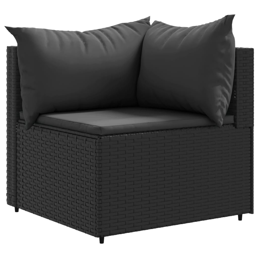 10-tlg. Garten-Lounge-Set mit Kissen Schwarz Poly Rattan