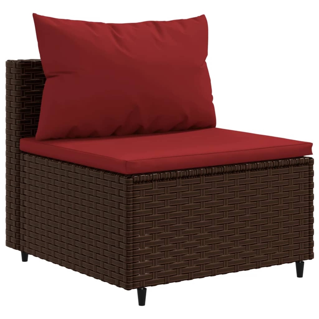 10-tlg. Garten-Lounge-Set mit Kissen Braun Poly Rattan